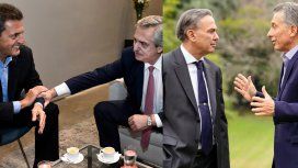 Sergio Massa con Alberto Fernández y Miguel Pichetto con Mauricio Macri Sergio Massa con Alberto Fernández y Miguel Pichetto con Mauricio Macri