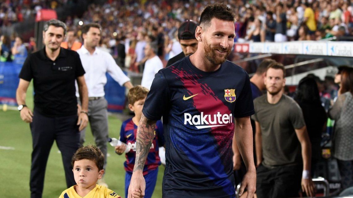 Mateo Messi y Lionel Messi