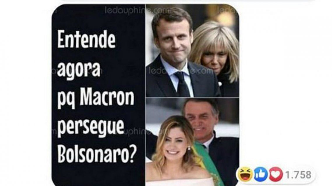 Bolsonaro hizo un comentario despectivo sobre la mujer de Macron en Facebook