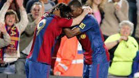 Messi y Etoo durante el paso del camerunés por el Barcelona Messi y Etoo durante el paso del camerunés por el Barcelona