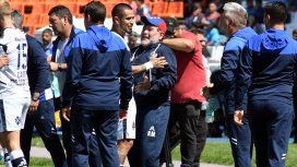 El primer festejo de Diego Maradona como entrenador de Gimnasia El primer festejo de Diego Maradona como entrenador de Gimnasia