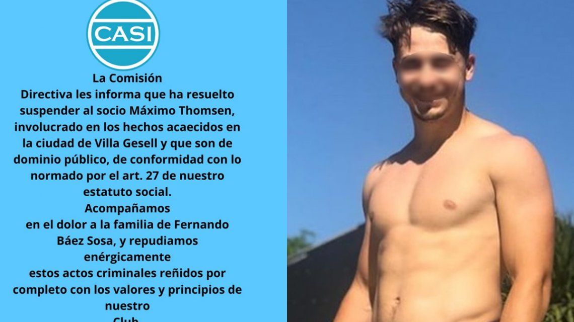 El CASI suspendió a Máximo Thomsen, uno de los 10 detenidos por el crimen de Fernando Báez Sosa