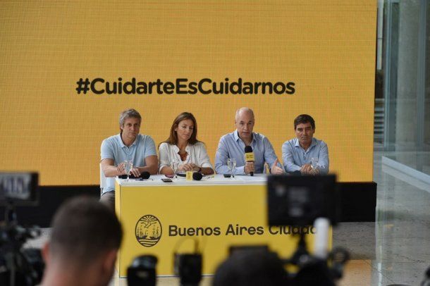 Horacio Rodríguez Larreta y el equipo que está al frente de la lucha contra el Coronavirus Covid-19 en la Ciudad.