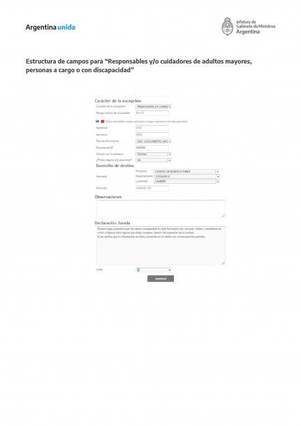 Para los que están a cargo de adultos mayores, simplemente deben completar los campos del formulario