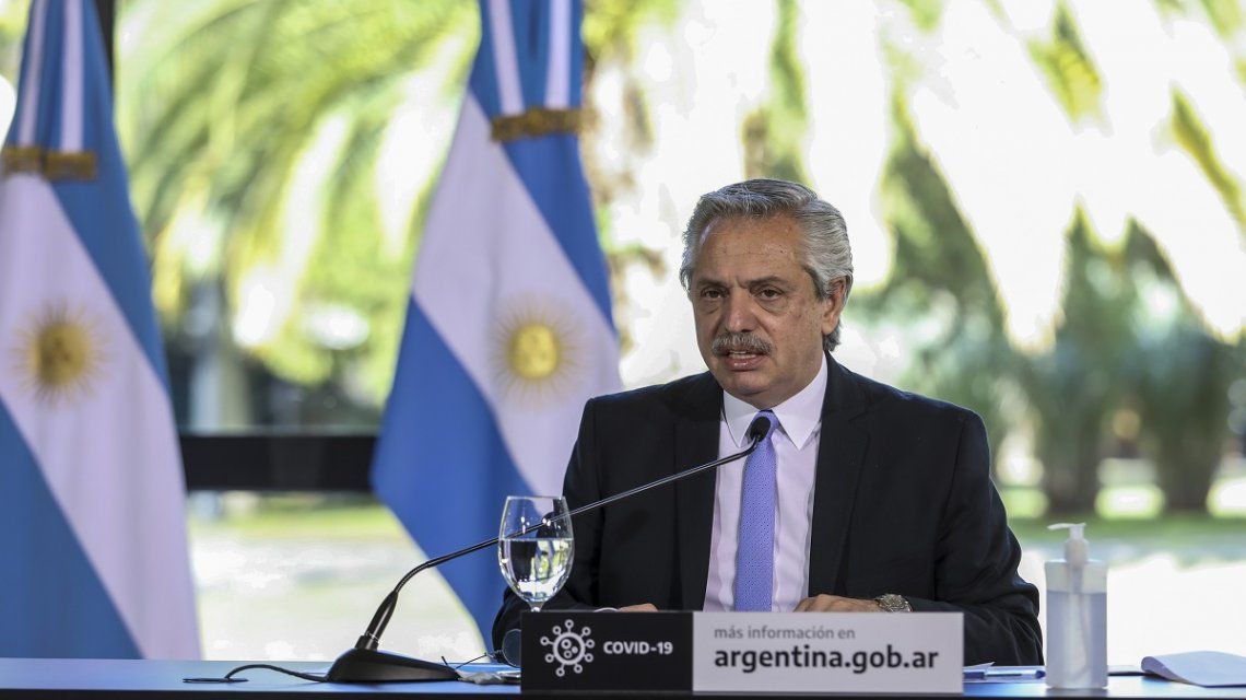 El presidente Alberto Fernández durante el anuncio de la cuarentena estricta 