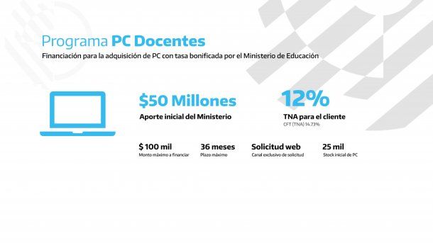 La tasa anual será del 12%, el montó máximo será de 100 mil pesos pagaderos en hasta 36 meses: hay 25 mil computadoras disponibles