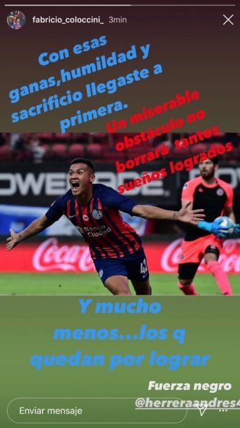 La historia que subió Fabricio Coloccini en medio del escándalo que vive San Lorenzo.