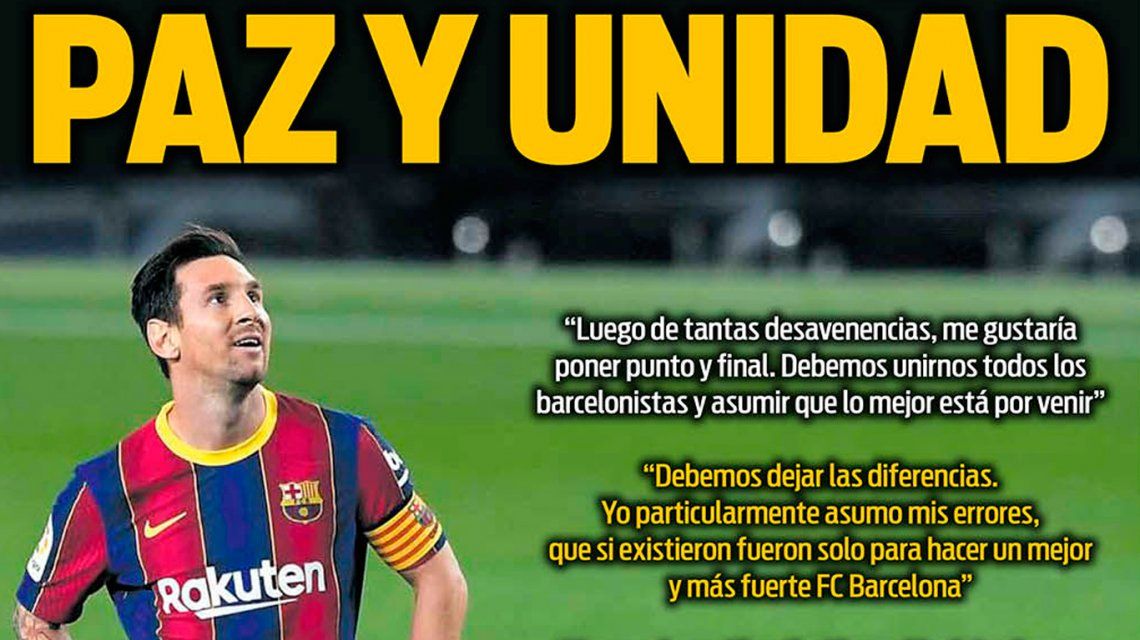 Lionel Messi llama a la paz y unidad en Barcelona: Debemos dejar las diferencias de lado
