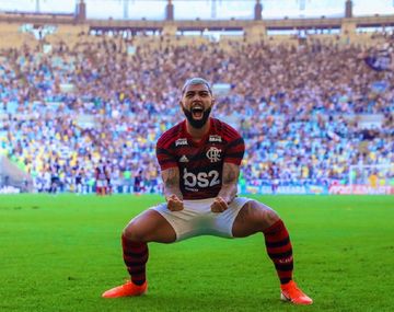 Gabigol celebra el empate ante River