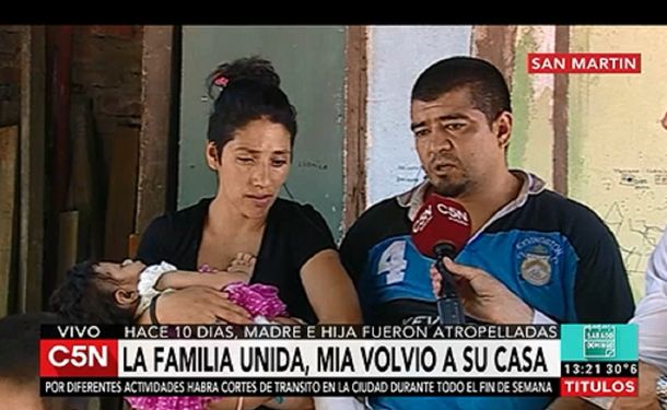 Final feliz: la beba atropellada con su mamá fue dada de alta