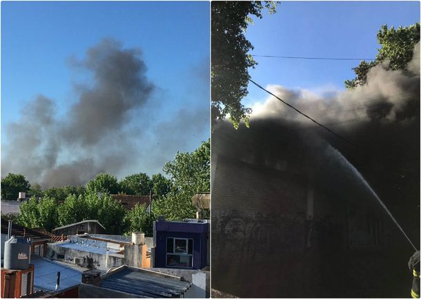 Incendio en un supermercado en Banfield. Imágenes de Twitter