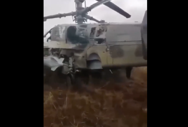 Así quedó uno de los helicópteros de Rusia que derribó el ejército de Ucrania
