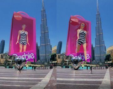 Barbie gigante en 3D aparece en Dubái para promocionar la película
