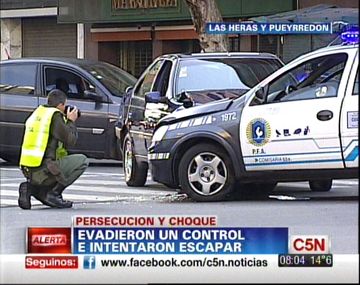 Persecución y choque en Barrio Norte: hay 4 detenidos