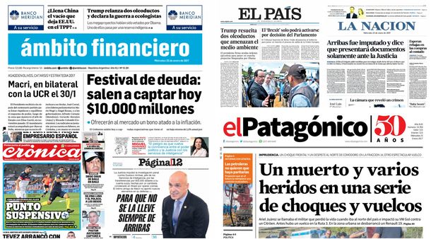 Tapas de diarios del miércoles 25 de enero de 2017