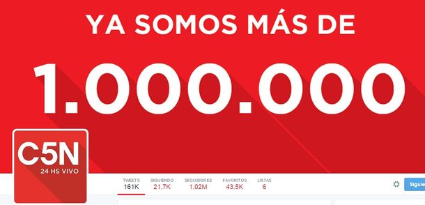 @C5N, la segunda cuenta más influyente de Twitter en la Argentina