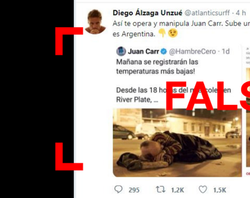 Es falso que Juan Carr mostró una foto de un indigente y afirmó que era en la Argentina