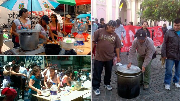 Otra vez los manteros: ahora hacen una olla popular sobre la avenida Avellaneda