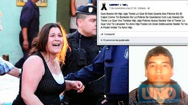 El polémico homenaje de una madre a su hijo: Te amo, fuiste un gran delincuente