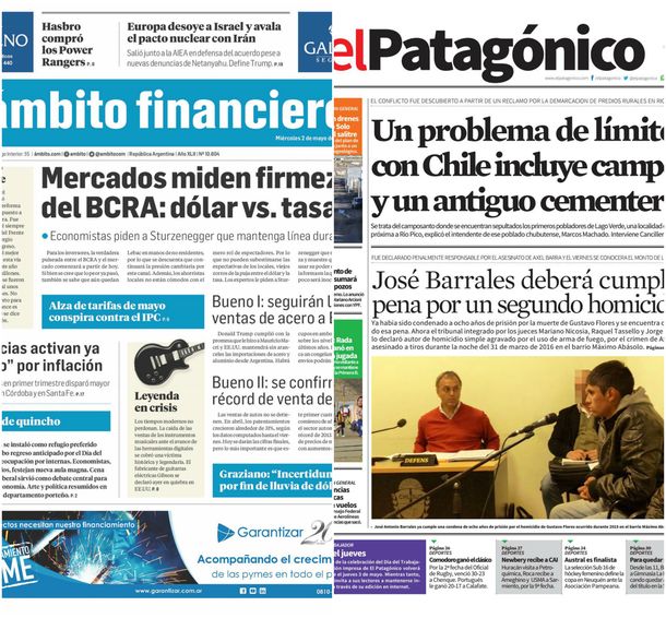 Tapas de diarios del miércoles 2 de mayo de 2018