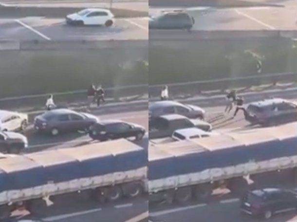 Relatos salvajes en la Panamericana: dos conductores se agarraron a las piñas en plena autopista