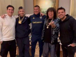 Almirón estuvo con L-Gante y la Mona Jiménez: el mensaje a los hinchas