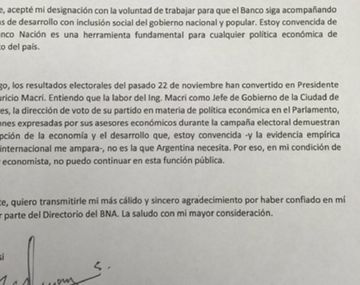 La carta que Delfina Rossi le envió a Cristina Kirchner tras renunciar al Banco Nación