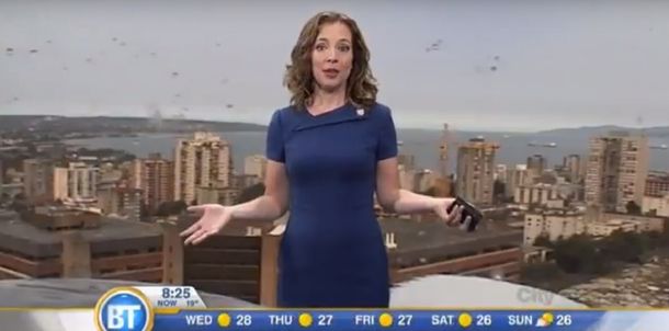 La invitada menos esperada que puso en apuros a una presentadora del clima