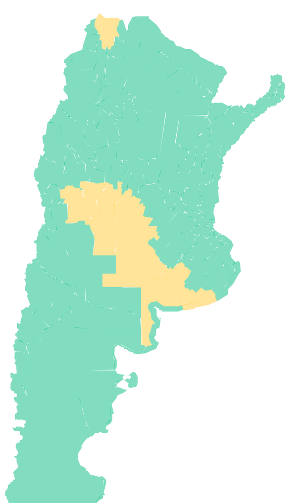 Mapa de alerta por tormentas y granizo para este viernes en Buenos Aires. Fuente: Servicio Meteorol&oacute;gico Nacional.