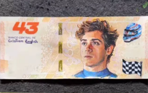 ¡Boom automovilístico! Franco Colapinto retratado en un billete