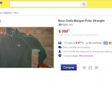 Vendían en Internet un buzo onda Mangeri