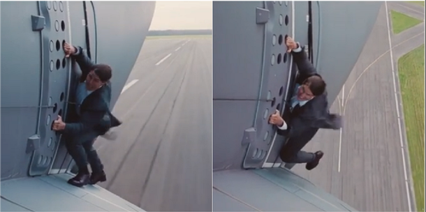 Tremendo video de Tom Cruise colgado de un avión mientras vuela