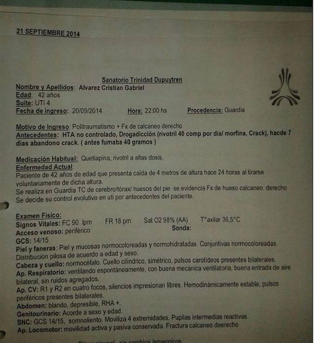 Se filtró la historia clínica de Pity Álvarez: consume crack, morfina y rivotril