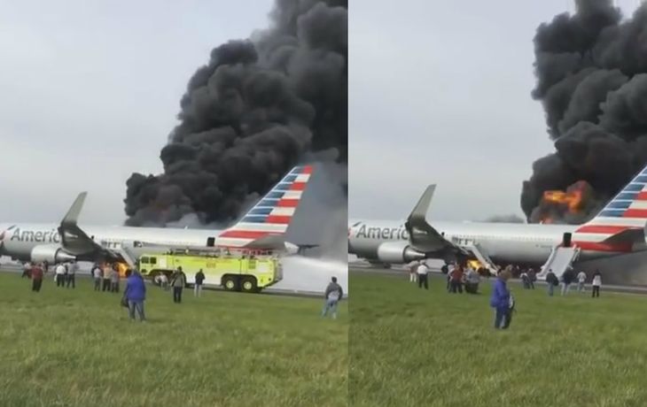 El avión se prendió fuego antes de despegar