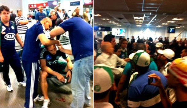 Violento enfrentamiento entre hinchas y jugadores del Palmeiras