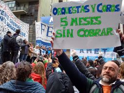 Protesta de orquestas de la que participó Sandra Calamano