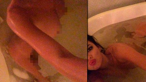 Se filtraron fotos de Karina Jelinek, desnuda en la bañera
