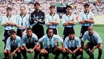 Una de las formaciones habituales de la Selección argentina en Francia 98 Una de las formaciones habituales de la Selección argentina en Francia 98