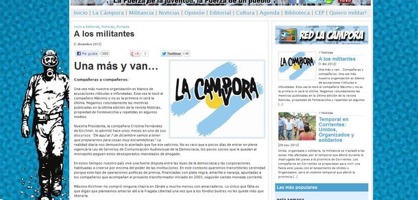 La Cámpora desmiente rotundamente la tapa de la revista Noticias