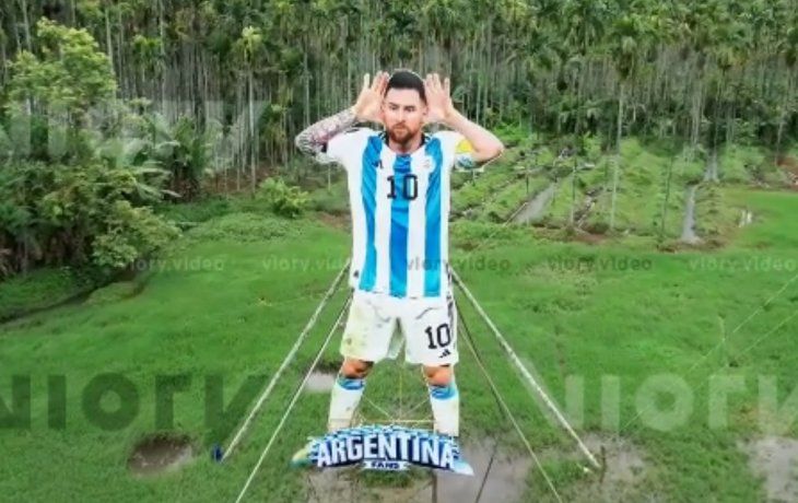 La impresionante gigantografía de Lionel Messi que montaron en India La impresionante gigantografía de Lionel Messi que montaron en India