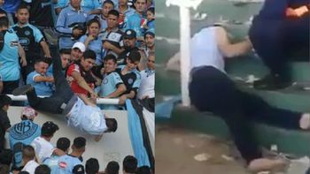 A Emanuel Balbo le robaron la zapatillas tras tirarlo de la tribuna A Emanuel Balbo le robaron la zapatillas tras tirarlo de la tribuna