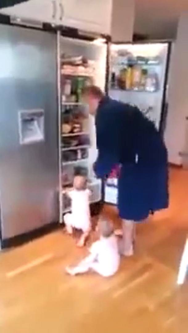 Mirá a dos bebés locos por entrar en la heladera