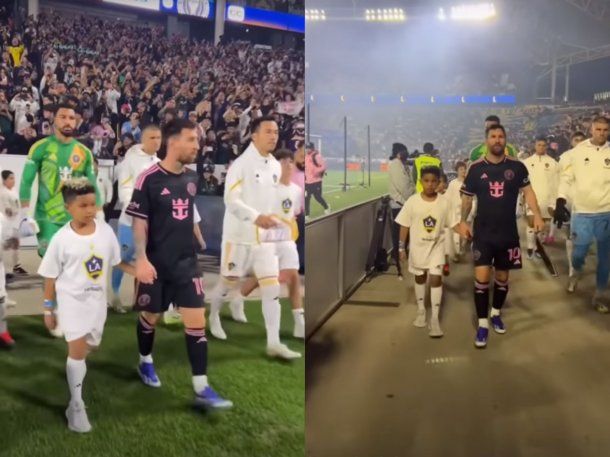 La emoción de Kim Kardashian por ver a Lionel Messi saliendo a la cancha con su hijo