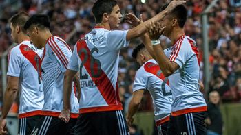 El festejo de River en el encuentro ante Atlas El festejo de River en el encuentro ante Atlas
