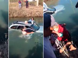 Video: Impresionante rescate de una familia que cayó a un canal de riego en Cipolletti