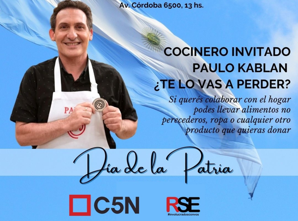 C5N: jornada solidaria con locro cocinado por Paulo Kablan