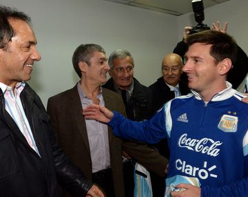 El encuentro entre Messi y Scioli antes del partido