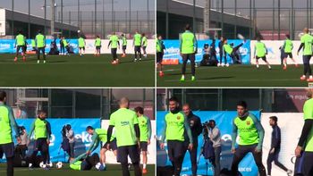La chilena de Suárez en pleno entrenamiento La chilena de Suárez en pleno entrenamiento