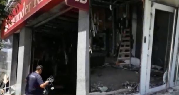 Atentado a un banco en Flores: encapuchados incendiaron una sucursal