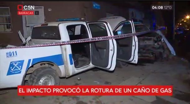 Así quedaron los móviles de Prefectura siniestrados